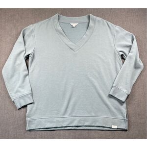 Orvis‎ V Neck Pullover Sweatshirt Womens M Blue Casual Lounge Minimalist Soft